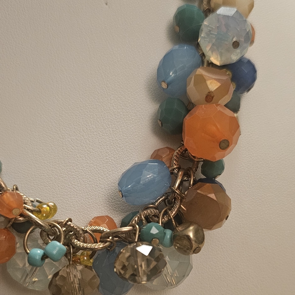 Vintage LOFT Julie Double Strand Multi Color Beaded Chain Necklace. - Picture 5 of 7